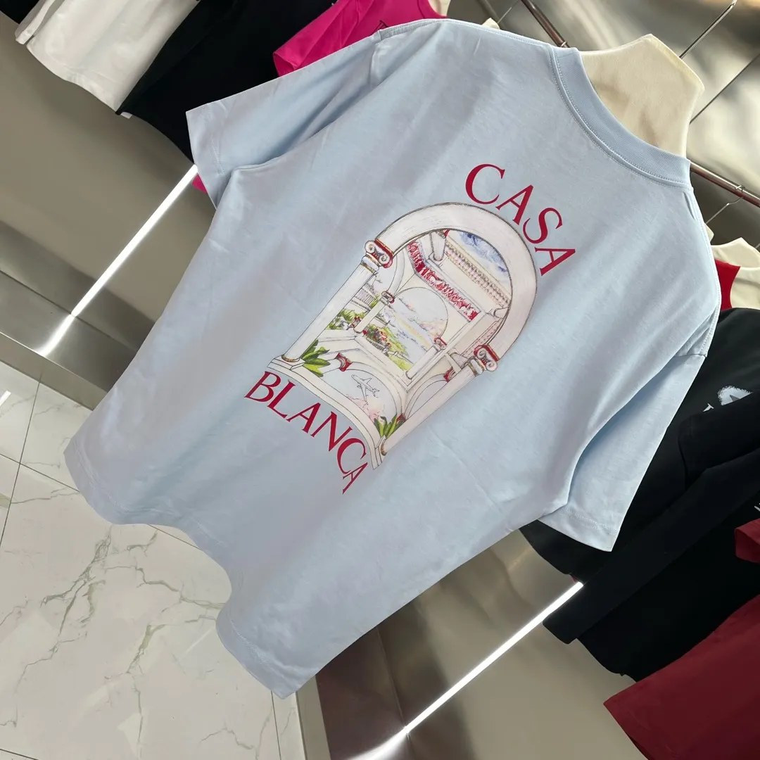 25ss New Arrival Casablanca Classic Series T ～ ， ， 。 ， Classic ， In Stock ！ ：White Black Light Blue Size：S M L XL XXL